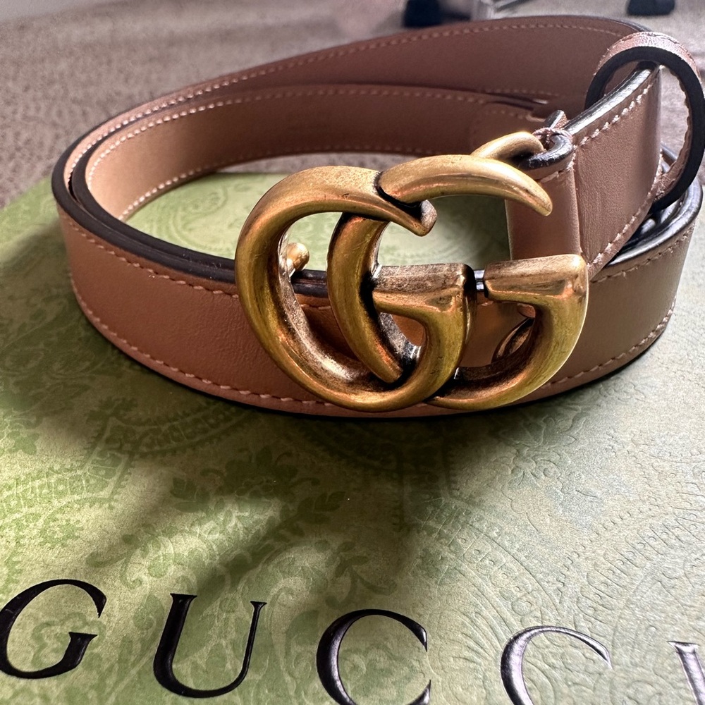 Tan GG MARMONT THIN BELT